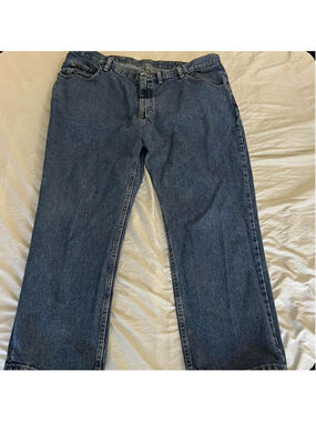 Men’s Blue Denim Wide Leg Jeans Size 44x29 Regular Fit Mid Rise Button